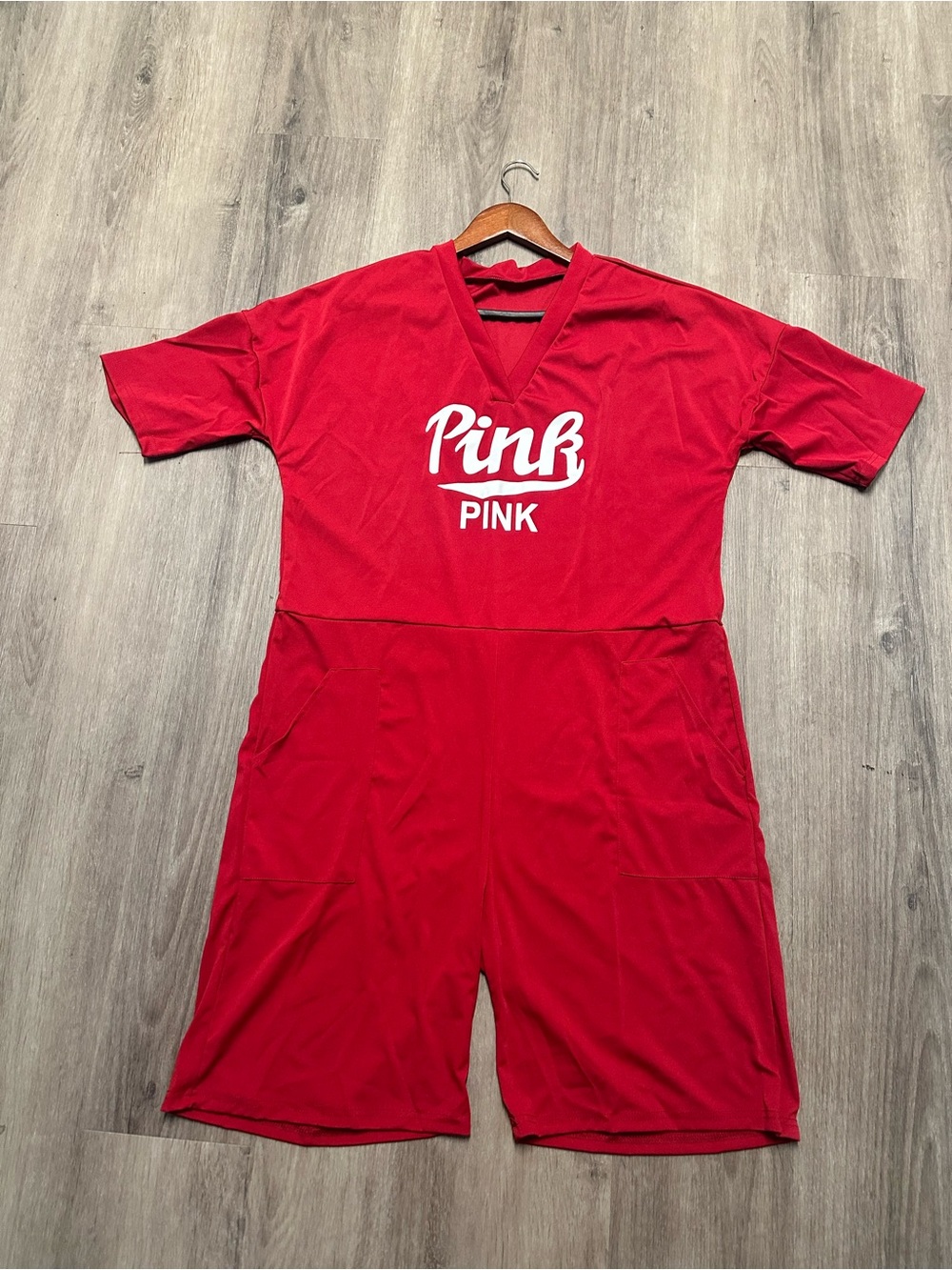 PINK Red Logo Romper